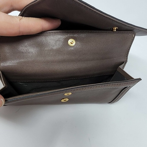 Coccinelle Italy Wallet Taupe Soft Leather Handmade Trifold Designer Snap 7x4" - Picture 6 of 11